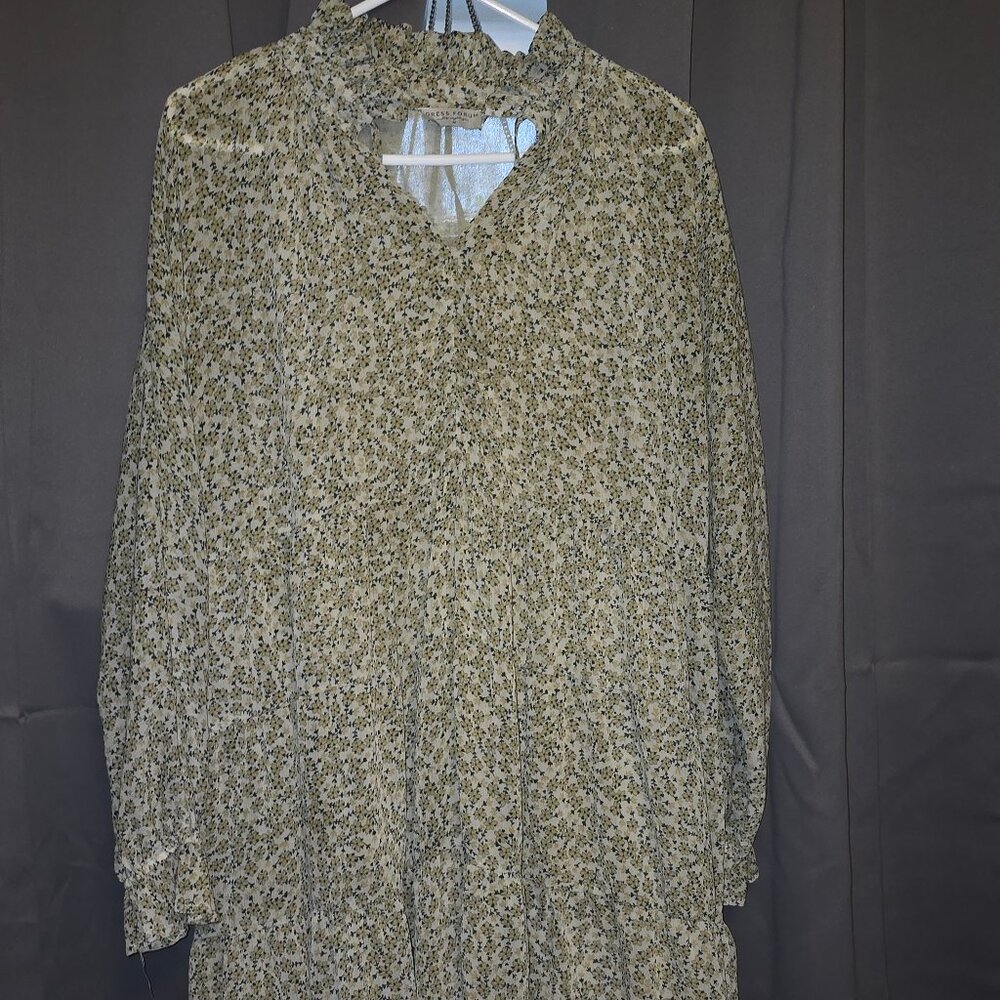 green flowered spring sheer dress